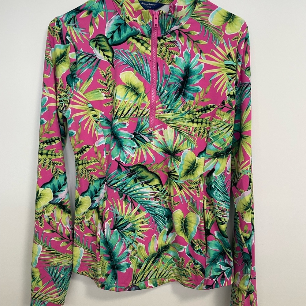 Tommy Bahama Tropical Floral Women's Blouse - Pink and Green - Picture 11 of 12